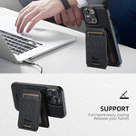 Suteni H18 Cross Grain MagSafe Wallet Leather Phone Case, For iPhone 14, For iPhone 14 Pro, For iPhone 14 Pro Max, For iPhone 13 Pro Max, For iPhone 13 Pro, For iPhone 13, For iPhone 12, For iPhone 12 Pro Max, For iPhone 12 Pro