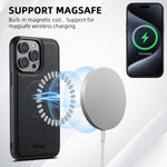 Suteni H18 Cross Grain MagSafe Wallet Leather Phone Case, For iPhone 14, For iPhone 14 Pro, For iPhone 14 Pro Max, For iPhone 13 Pro Max, For iPhone 13 Pro, For iPhone 13, For iPhone 12, For iPhone 12 Pro Max, For iPhone 12 Pro