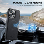 Suteni H18 Cross Grain MagSafe Wallet Leather Phone Case, For iPhone 14, For iPhone 14 Pro, For iPhone 14 Pro Max, For iPhone 13 Pro Max, For iPhone 13 Pro, For iPhone 13, For iPhone 12, For iPhone 12 Pro Max, For iPhone 12 Pro