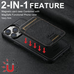 Suteni H18 Cross Grain MagSafe Wallet Leather Phone Case, For iPhone 14, For iPhone 14 Pro, For iPhone 14 Pro Max, For iPhone 13 Pro Max, For iPhone 13 Pro, For iPhone 13, For iPhone 12, For iPhone 12 Pro Max, For iPhone 12 Pro