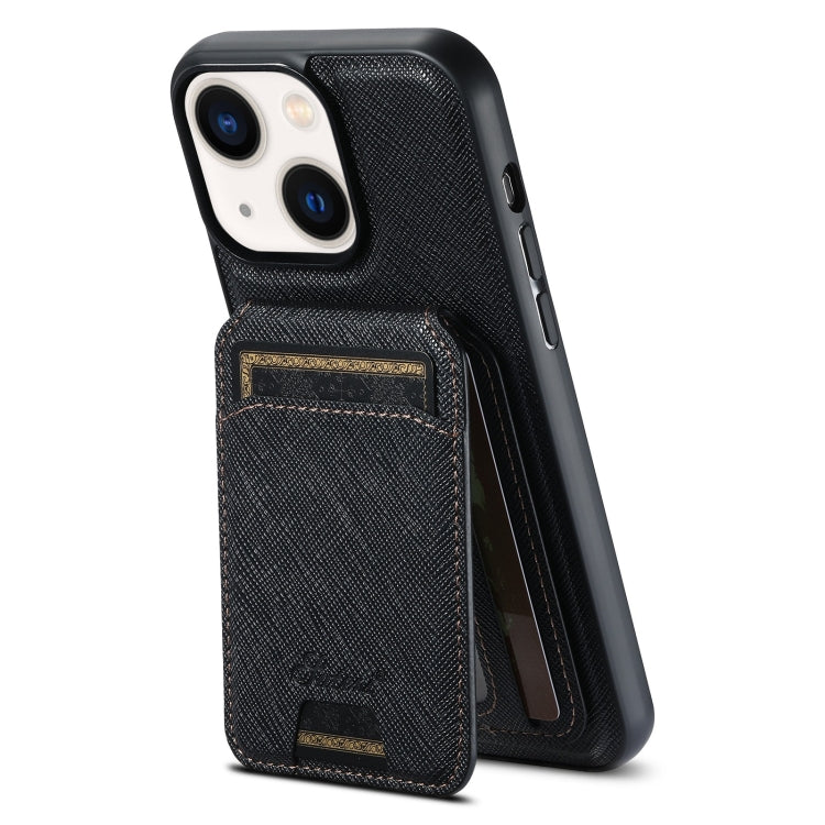 Suteni H18 Cross Grain MagSafe Wallet Leather Phone Case, For iPhone 14, For iPhone 14 Pro, For iPhone 14 Pro Max, For iPhone 13 Pro Max, For iPhone 13 Pro, For iPhone 13, For iPhone 12, For iPhone 12 Pro Max, For iPhone 12 Pro
