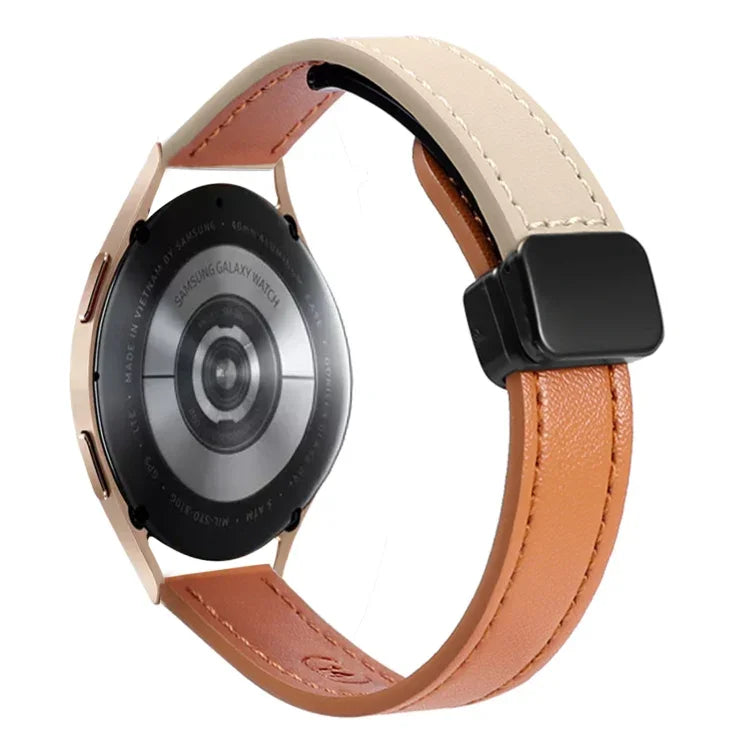 Slim Magnetic Buckle 20mm Microfiber Leather Watch Band for Samsung Galaxy Watch 4 showing comfortable magnetic design.