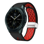 Two Color Magnetic Folding Silver Buckle Silicone Watch Band, For Samsung Galaxy Watch 3 41mm, For Samsung Galaxy Watch Active, For Samsung Galaxy Watch 42mm, For Samsung Gear S2 Classic
