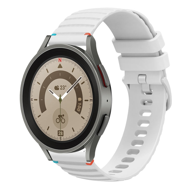 Wavy Dotted Stitched 20mm Silicone Watch Band, For Samsung Galaxy Watch 5 40 / 44mm, For Samsung Galaxy Watch 5 Pro 45mm, For Samsung Galaxy Watch 4 40 / 44mm, For Samsung Galaxy Watch 4 Classic 42 / 46mm