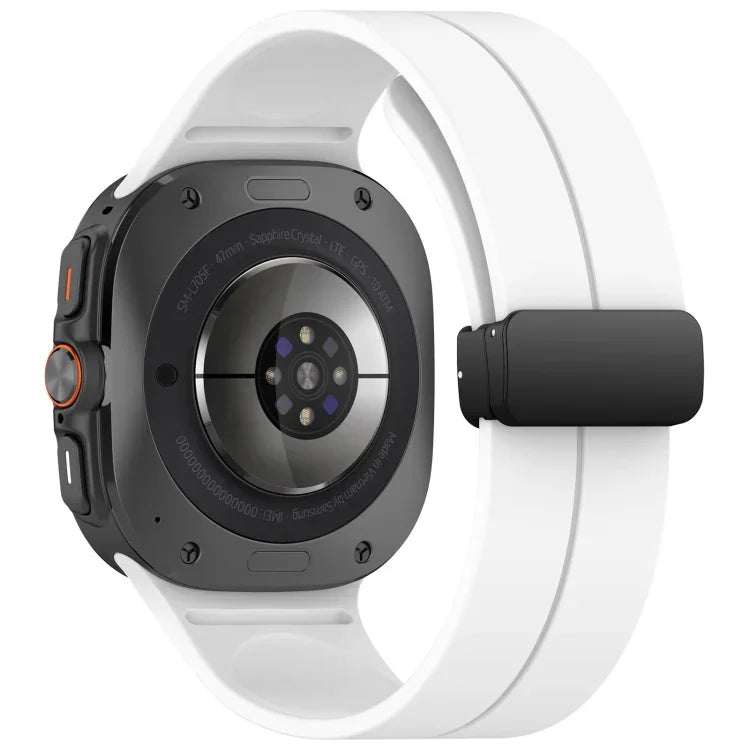 For Samsung Galaxy Watch Ultra 47mm Groove Style Folding Magnetic Buckle Silicone Watch Band