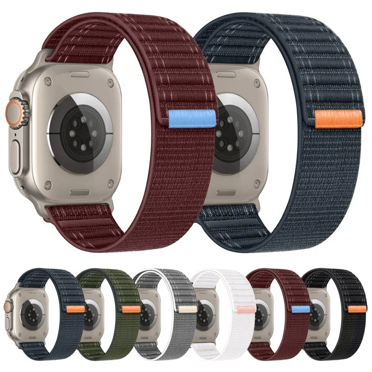 Sea Wave Nylon Hook and Loop Fastener Watch Band, For Apple Watch SE 2023 44mm, For Apple Watch SE 2023 40mm, For Apple Watch Ultra 2 49mm, For Apple Watch Series 9 45mm, For Apple Watch Series 9 41mm, For Apple Watch Ultra 49mm                        ...