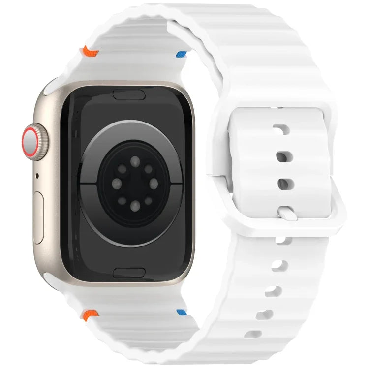 Wavy Grain Stitched Silicone Watch Band, For Apple Watch SE 2022 40mm, For Apple Watch SE 2022 44mm, For Apple Watch Series 7 41mm, For Apple Watch Series 7 45mm