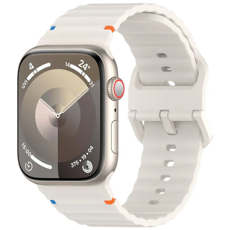 Wavy Grain Stitched Silicone Watch Band, For Apple Watch SE 2022 40mm, For Apple Watch SE 2022 44mm, For Apple Watch Series 7 41mm, For Apple Watch Series 7 45mm