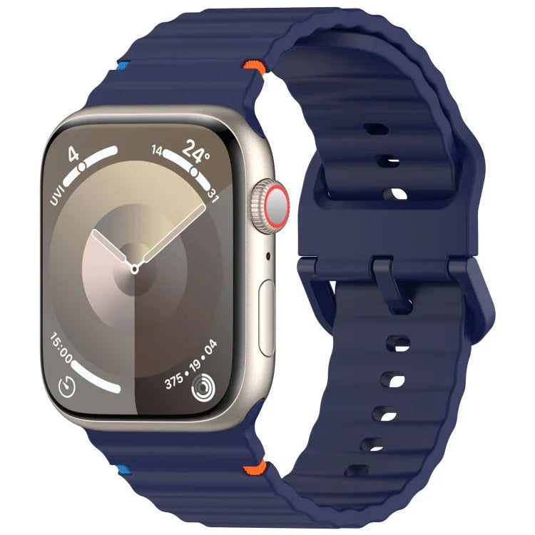 Wavy Grain Stitched Silicone Watch Band, For Apple Watch SE 2022 40mm, For Apple Watch SE 2022 44mm, For Apple Watch Series 7 41mm, For Apple Watch Series 7 45mm