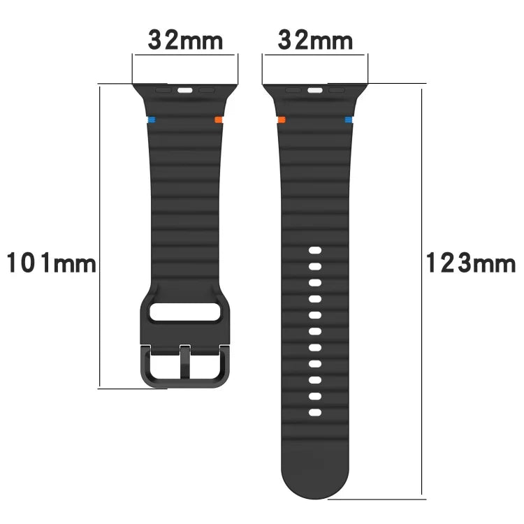 Wavy Grain Stitched Silicone Watch Band, For Apple Watch Series 9 41mm, For Apple Watch Ultra 49mm, For Apple Watch Series 8 41mm, For Apple Watch Series 8 45mm