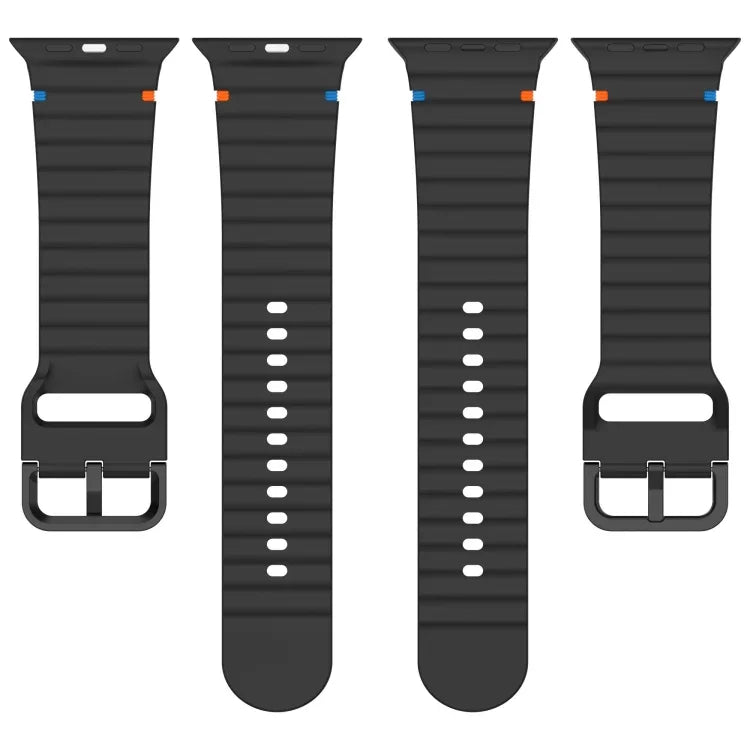 Wavy Grain Stitched Silicone Watch Band, For Apple Watch Series 6 40mm, For Apple Watch Series 6 44mm, For Apple Watch Series 5 44mm, For Apple Watch Series 5 40mm