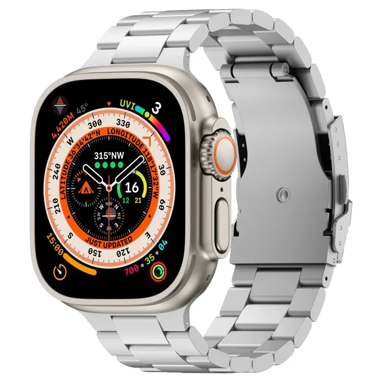 Three Beads Titanium Alloy Metal Watch Band, For Apple Watch Series 10 46mm, For Apple Watch Series 10 42mm, For Apple Watch SE 2023 44mm, For Apple Watch SE 2023 40mm, For Apple Watch Ultra 2 49mm, For Apple Watch Series 9 45mm                        ...