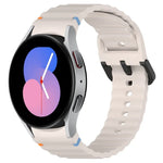 Wavy Grain Stitched Black Buckle Silicone Watch Band, For Samsung Galaxy Watch 5 40 / 44mm, For Samsung Galaxy Watch 5 Pro, For Samsung Galaxy Watch 4 40 / 44mm, For Samsung Galaxy Watch 4 Classic 42 / 46mm
