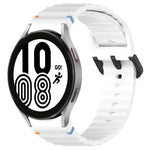 Wavy Grain Stitched Black Buckle Silicone Watch Band, For Samsung Galaxy Watch 5 40 / 44mm, For Samsung Galaxy Watch 5 Pro, For Samsung Galaxy Watch 4 40 / 44mm, For Samsung Galaxy Watch 4 Classic 42 / 46mm