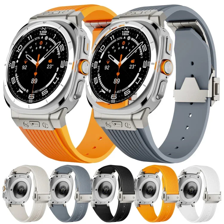 Titanium Connector Silver Buckle Silicone Watch Band, For Samsung Galaxy Watch Ultra 47mm / Ultra 2025