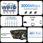 WAVLINK WN588HX3 AX3000 Outdoor WiFi Extender with 6 Antennas Dual Band WiFi Repeater, US Plug, EU Plug, UK Plug, AU Plug