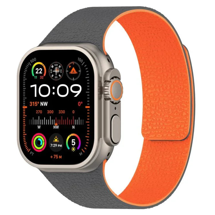 Litchi Texture Magnetic Silicone Watch Band, For Apple Watch 46mm / 49mm / 45mm / 44mm, For Apple Watch 42mm / 41mm / 40mm / 38mm