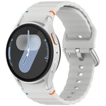 Wavy Grain Stitched Silver Buckle Silicone Watch Band, For Samsung Galaxy Watch 7 40 / 44mm
