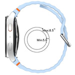 Wavy Grain Stitched Silver Buckle Silicone Watch Band, For Samsung Galaxy Watch 7 40 / 44mm