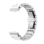 Butterfly Buckle Ceramic White Metal Watch Band, For Samsung Galaxy Fit 3