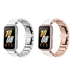 Butterfly Buckle Ceramic White Metal Watch Band, For Samsung Galaxy Fit 3