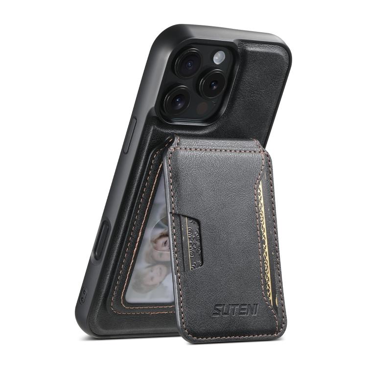 Suteni M3 Card Bag MagSafe Cowhide Texture Leather Phone Case, For iPhone 14 Pro, For iPhone 14 Pro Max, For iPhone 13 Pro Max, For iPhone 13 Pro, For iPhone 13, For iPhone 12, For iPhone 12 Pro Max, For iPhone 12 Pro
