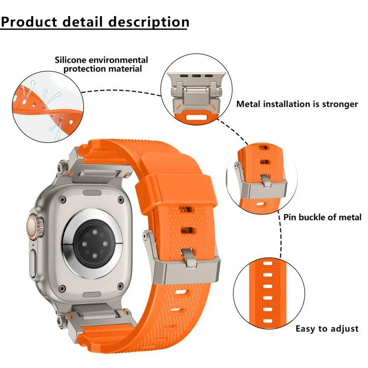 Kalebol Outdoor Explorer Metal Connector TPU Watch Band, For Apple Watch 46mm / 49mm / 45mm / 44mm