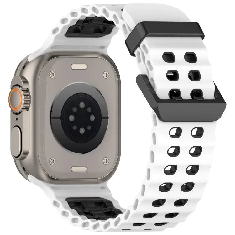 Ocean Double-row Hole Two-color Silicone Watch Band, For Apple Watch 46mm / 49mm / 45mm / 44mm