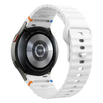 Wavy Grain Stitched Reverse Buckle 20mm Silicone Watch Band, For Samsung Galaxy Watch 7 40mm / 44mm
