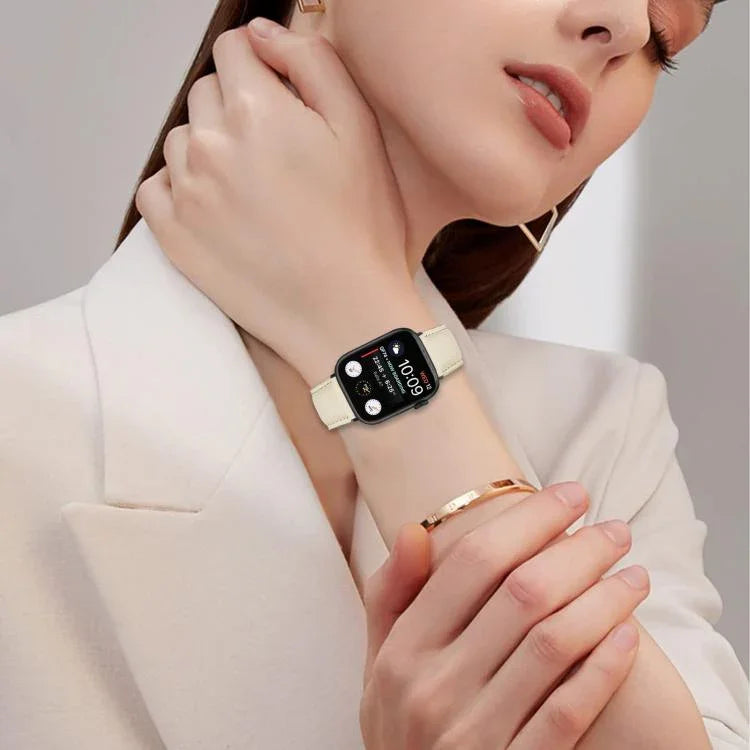 Lychee Texture Black Turtle Back Buckle Leather Watch Band, For Apple Watch 46mm / 49mm / 45mm / 44mm, For Apple Watch 42mm / 41mm / 40mm / 38mm
