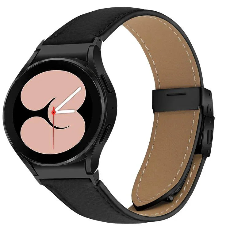 Lychee Texture Black Turtle Back Buckle Leather Watch Band, For Samsung Galaxy Watch 7 40 / 44mm