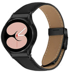 Quick Release Lychee Texture Black Turtle Back Buckle Leather Watch Band, For Samsung Galaxy Watch 7 40 / 44mm