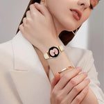 Lychee Texture Rose Gold Turtle Back Buckle Leather Watch Band, For Samsung Galaxy Watch 7 40 / 44mm