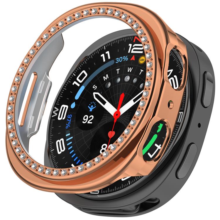 Single Row Diamond Half Coverage Hollow PC Watch Case, For Galaxy Watch 9 / 8 44mm, For Galaxy Watch 9 / 8 40mm