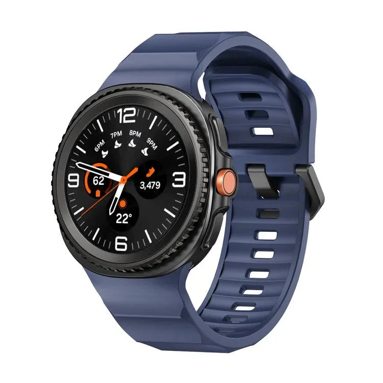 Wave Black Buckle Silicone Watch Band, For Samsung Galaxy Watch8 / Watch8 Classic