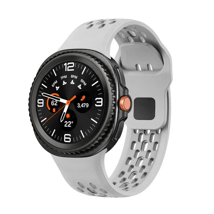 Hole Style Black Reverse Buckle Silicone Watch Band, For Samsung Galaxy Watch8 / Watch8 Classic