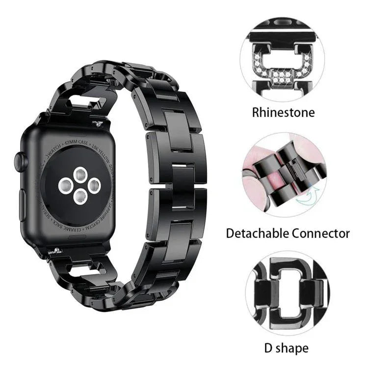 Square Diamond Zinc Alloy Watch Band, For Apple Watch 46mm / 49mm / 45mm / 44mm, For Apple Watch 42mm / 41mm / 40mm / 38mm