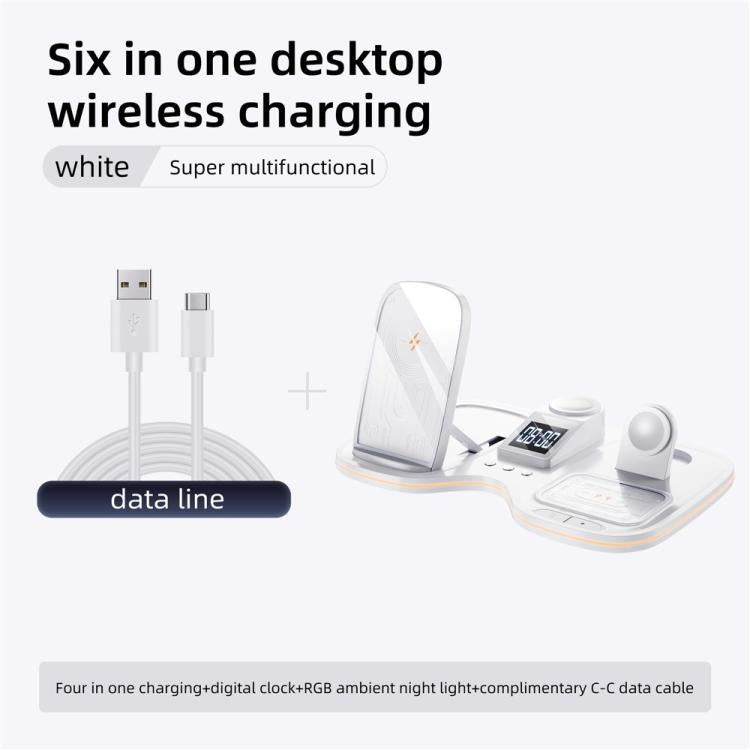 T60 Wireless Charging Station Phone Watch Earbuds Magnetic Desktop Charger with Time Display, T60