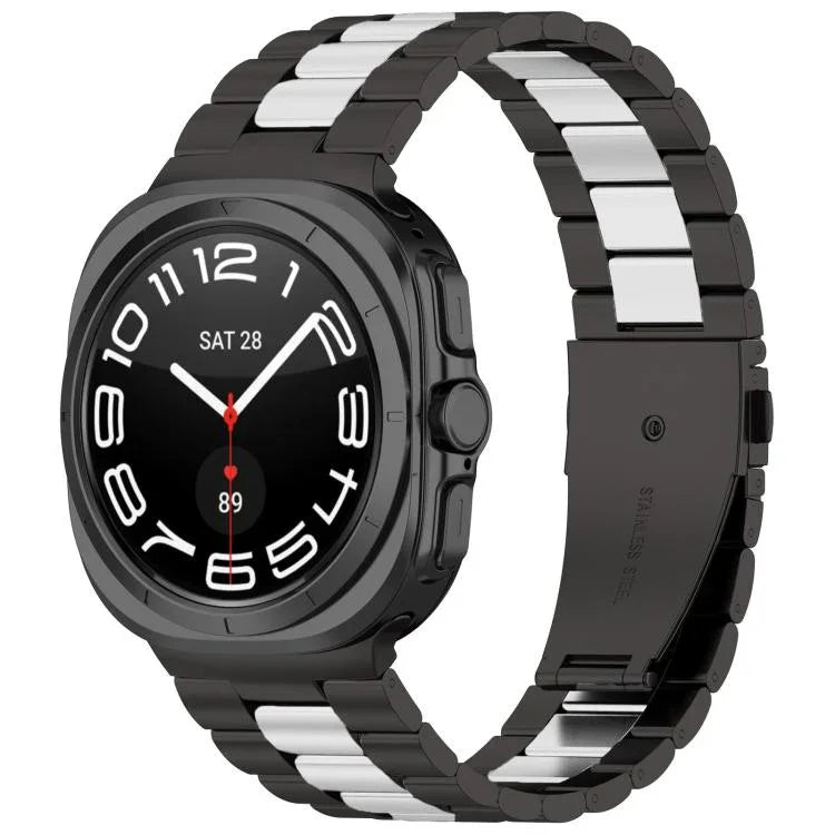 Three Beads Stainless Steel Watch Band with Removal Tool, For Samsung Galaxy Watch Ultra 47mm / Ultra 2025, For Samsung Galaxy Watch8 / Watch8 Classic
