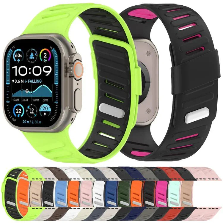 Oblique Buckle Breathable Two-Color Silicone Watch Band, For Apple Watch 46mm / 49mm / 45mm / 44mm