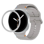 Rhombic Texture Bezel and Wavy Grain Stitched Color Buckle Silicone Watch Band, For Samsung Galaxy Watch8 44mm, For Samsung Galaxy Watch8 40mm