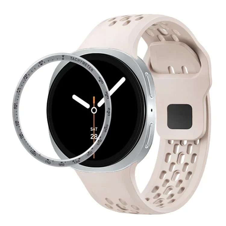 Speed Bezel and Black Reverse Buckle Silicone Watch Band, For Samsung Galaxy Watch8 44mm, For Samsung Galaxy Watch8 40mm