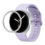 Rhombic Texture Bezel and Solid Color Stitched Silicone Watch Band, For Samsung Galaxy Watch8 44mm, For Samsung Galaxy Watch8 40mm