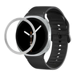 Rhombic Texture Bezel and Solid Color Stitched Silicone Watch Band, For Samsung Galaxy Watch8 44mm, For Samsung Galaxy Watch8 40mm