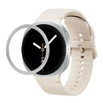 Rhombic Texture Bezel and Solid Color Stitched Silicone Watch Band, For Samsung Galaxy Watch8 44mm, For Samsung Galaxy Watch8 40mm