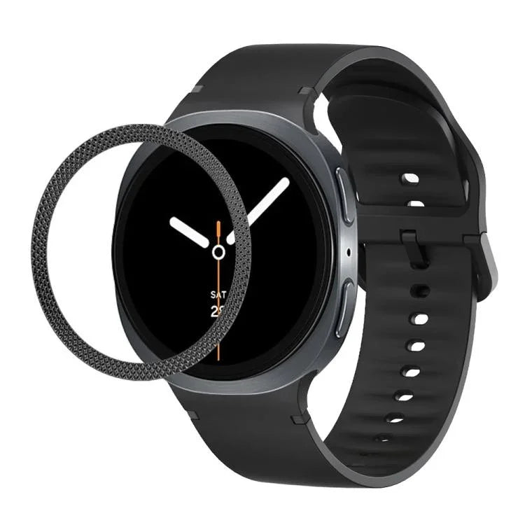 Rhombic Texture Bezel and Solid Color Stitched Silicone Watch Band, For Samsung Galaxy Watch8 44mm, For Samsung Galaxy Watch8 40mm