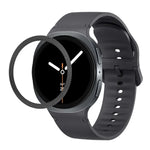 Rhombic Texture Bezel and Solid Color Stitched Silicone Watch Band, For Samsung Galaxy Watch8 44mm, For Samsung Galaxy Watch8 40mm