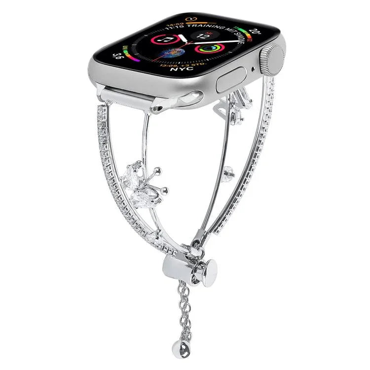 Copper-Inlaid Butterfly Zircon Bracelet Watch Band, For Apple Watch 46mm / 49mm / 45mm / 44mm, For Apple Watch 42mm / 41mm / 40mm / 38mm