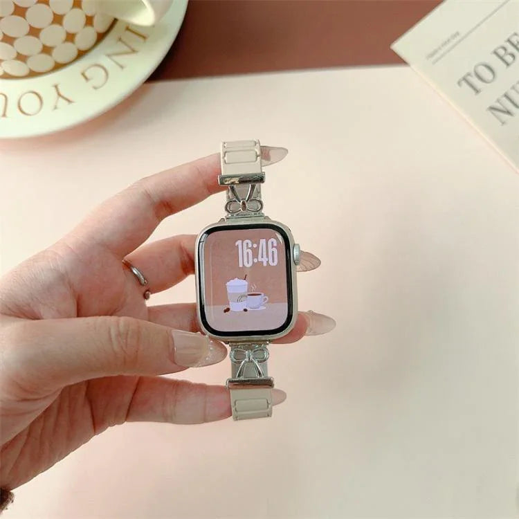 Bow Small Waist Magnetic Silicone Watch Band, For Apple Watch 46mm / 49mm / 45mm / 44mm, For Apple Watch 42mm / 41mm / 40mm / 38mm