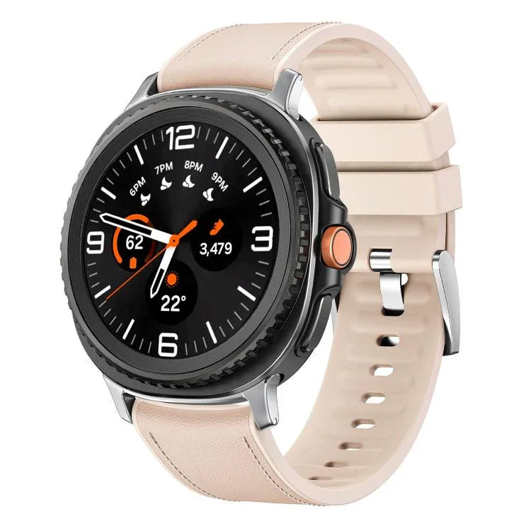 Metal Head Leather Skin Silicone Watch Band, For Samsung Galaxy Watch8 / Watch8 Classic